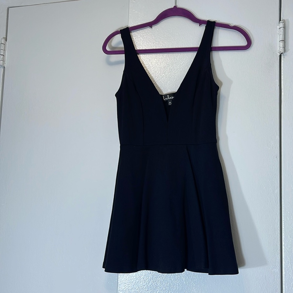 Lulus fit and flare black romper skirt size xs